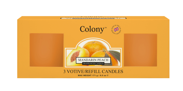 Wax Lyrical - Colony Fragranced 3 Votive Refill Box Mandarin Peach Wax Lyrical - Colony Fragranced 3 Votive Refill Box Mandarin Peach
